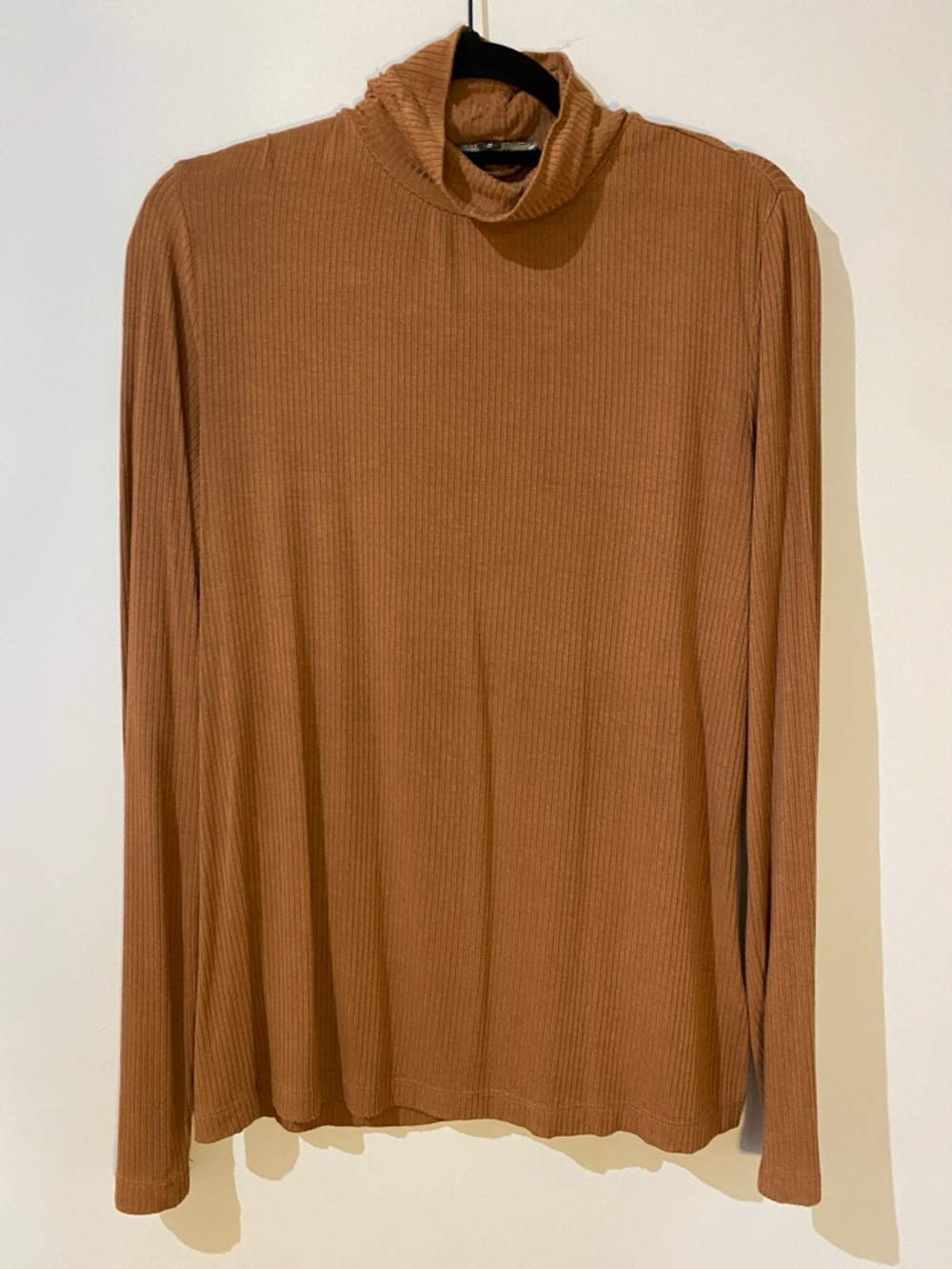 Melanie Lyne Ribbed Long Sleeve Turtleneck Tee in Camel